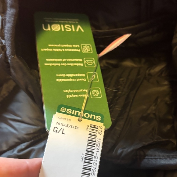 Black responsible down packable hooded puffer jacket NWT - Picture 12 of 13